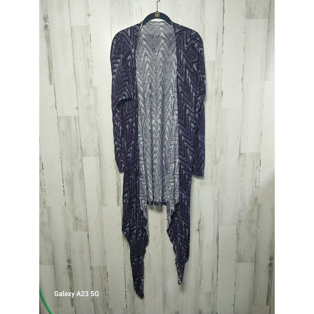 Soft Surroundings Womens Large Purple Open Front Cardigan Duster Waterfall